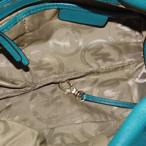 MICHAEL KORS Satchel Barrel Leather Handbag Large Turquoise - Picture 11 of 14